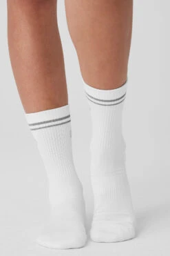 Unisex Half-Crew Performance Sock - White -ALO Clothing Shop A0295W 01 b1 a2 m18