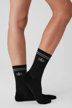 Unisex Half-Crew Performance Sock - Black -ALO Clothing Shop A0295W 01 b1 a4 m89