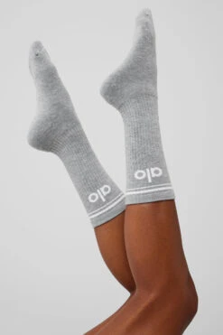 Unisex Throwback Sock - Athletic Heather Grey/White -ALO Clothing Shop A0357U 03320 b1 a3 m76