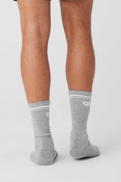 Unisex Throwback Sock - Athletic Heather Grey/White -ALO Clothing Shop A0357U 03320 b1 a4 m154