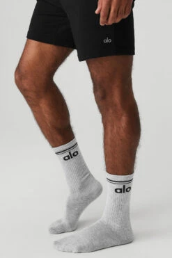 Unisex Throwback Sock - Athletic Heather Grey/Black -ALO Clothing Shop A0357U 03905 b1 a2 m54