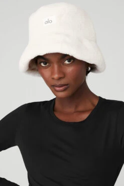 Faux Fur Bucket Hat - Ivory -ALO Clothing Shop A0375U 03299 b1 s1 a1 1 m100
