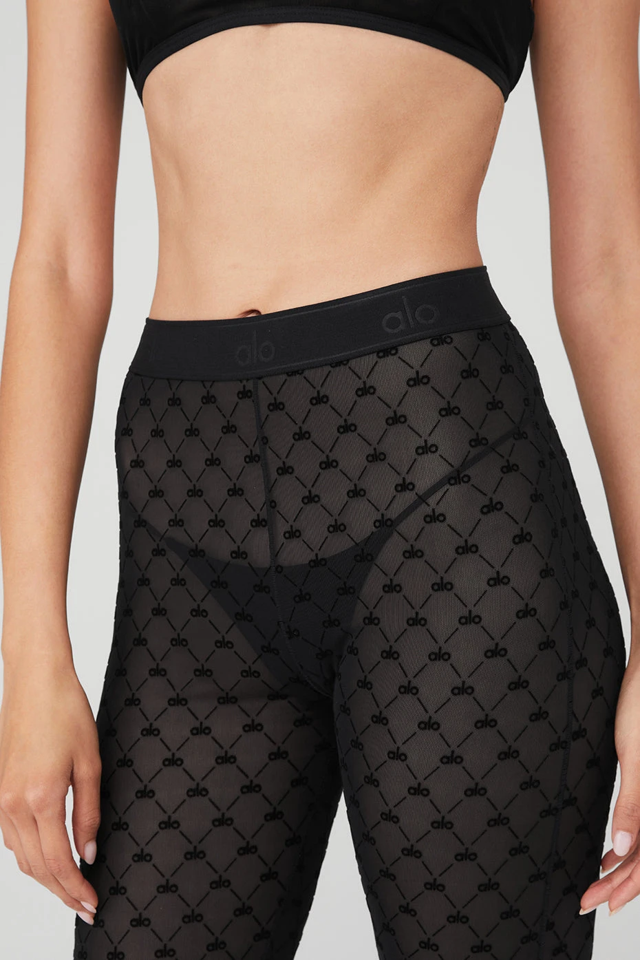 Flocked High-Waist Chalet Chic Stirrup Tights - Black 5 Flocked High-Waist Chalet Chic Stirrup Tights - Black - Image 5