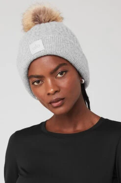 Cable Knit Beanie - Athletic Heather Grey -ALO Clothing Shop A0405U 02910 b1 a1 m100