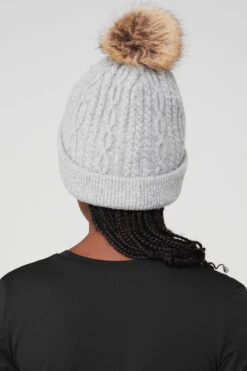 Cable Knit Beanie - Athletic Heather Grey -ALO Clothing Shop A0405U 02910 b1 a3 m100