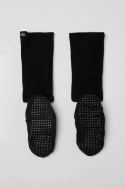 Women's Strappy Siren Grip Sock - Black -ALO Clothing Shop A0411W 01 b1 a2
