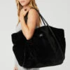 Faux Fur Tote Bag - Black