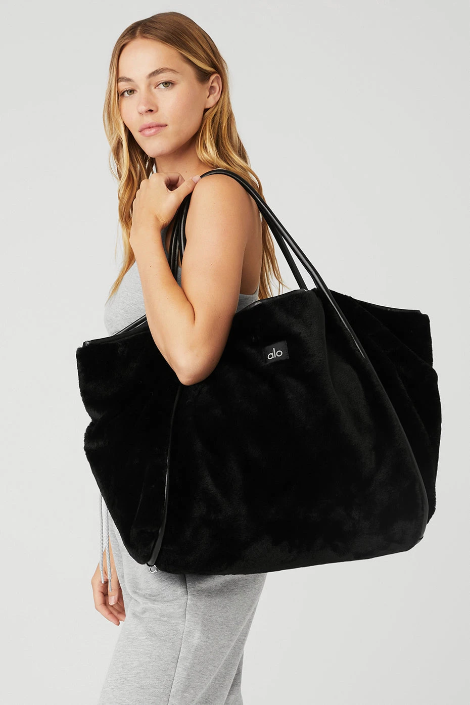 Faux Fur Tote Bag - Black 1 Faux Fur Tote Bag - Black