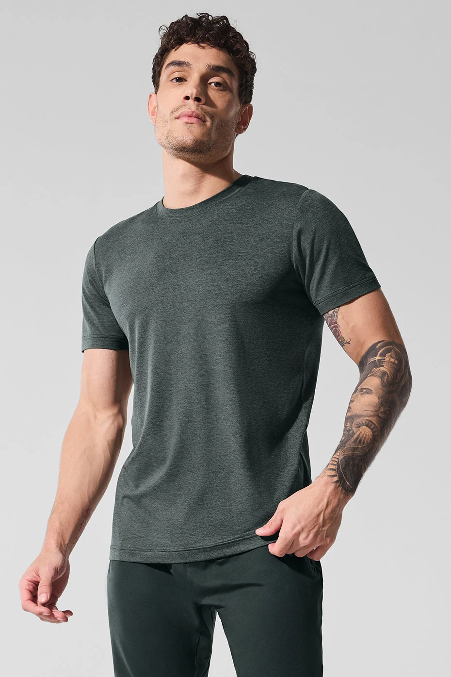 Conquer Reform Crewneck Short Sleeve - Charcoal Green Heather 1 Conquer Reform Crewneck Short Sleeve - Charcoal Green Heather