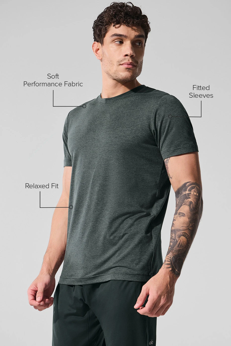 Conquer Reform Crewneck Short Sleeve - Charcoal Green Heather 2 Conquer Reform Crewneck Short Sleeve - Charcoal Green Heather - Image 2