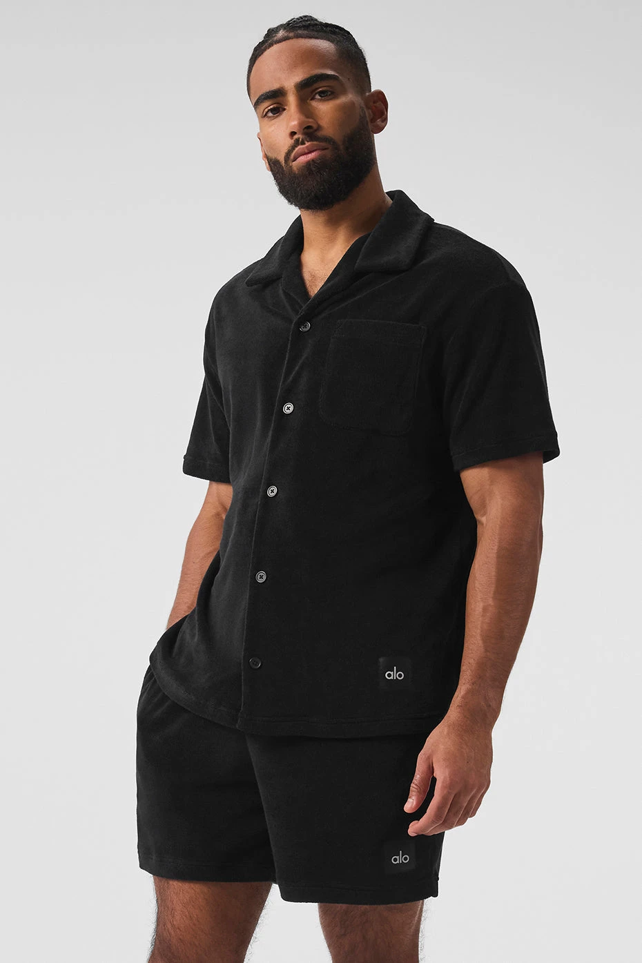 Coastal Terry Button Up - Black 1 Coastal Terry Button Up - Black