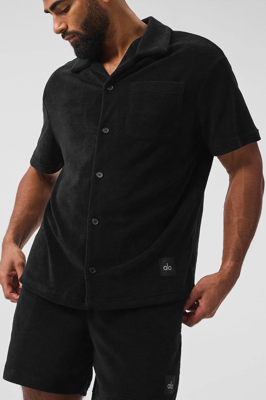 Coastal Terry Button Up - Black 3 Coastal Terry Button Up - Black - Image 3