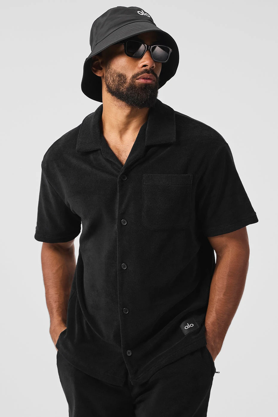Coastal Terry Button Up - Black 4 Coastal Terry Button Up - Black - Image 4