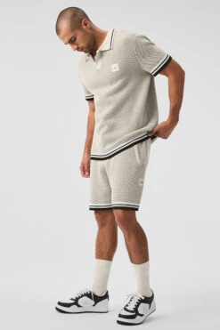 Sports Club Sweater Knit Polo - Bone -ALO Clothing Shop M1243R 03040 b1 s1 a1 1 m180