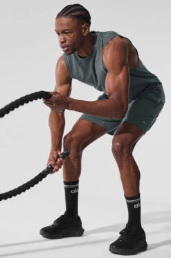 Conquer Muscle Tank - Charcoal Green Heather -ALO Clothing Shop M2066R 06111 b1 s1 a5 1 m221