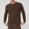Micro Waffle Fast Break Long Sleeve Tee - Espresso