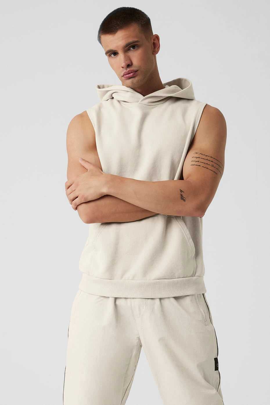 Chill Sleeveless Hoodie - Bone 1 Chill Sleeveless Hoodie - Bone