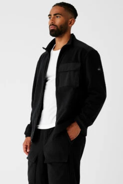 Polar Fleece Ridge Full Zip Jacket - Black -ALO Clothing Shop M3215R 01 b1 s3 a2 1 m93