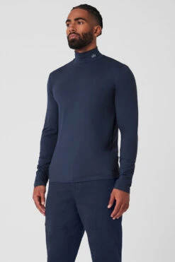 Conquer Reform Mock Neck Long Sleeve - Navy -ALO Clothing Shop M3218R 03842 b1 s3 a2 1 m154