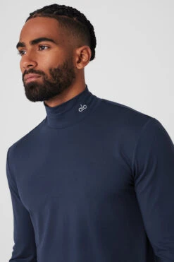 Conquer Reform Mock Neck Long Sleeve - Navy -ALO Clothing Shop M3218R 03842 b1 s3 a4 1 m154