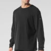 Elevate Waffle Long Sleeve Crew - Black