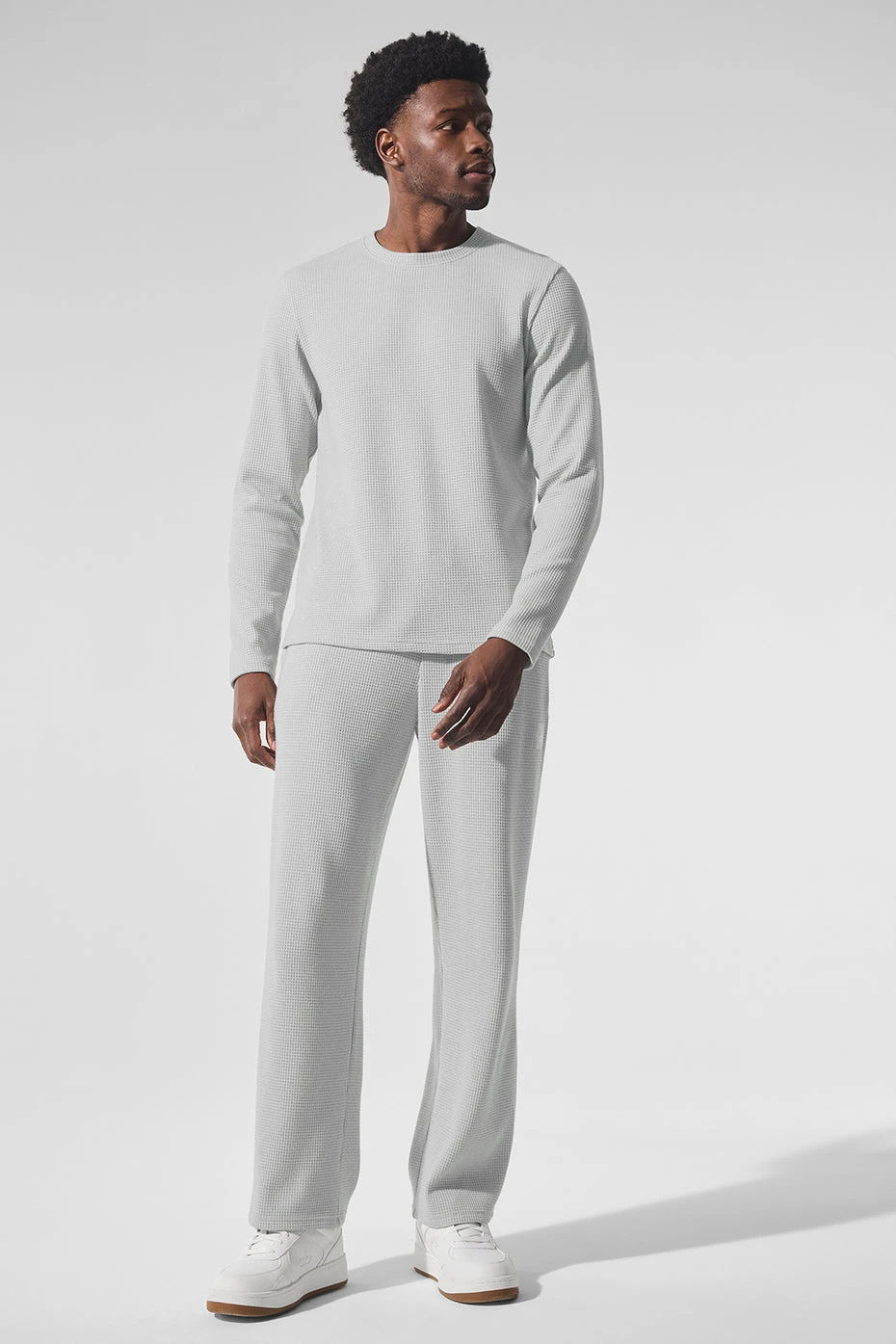 Elevate Waffle Long Sleeve Crew - Athletic Heather Grey 4 Elevate Waffle Long Sleeve Crew - Athletic Heather Grey - Image 4