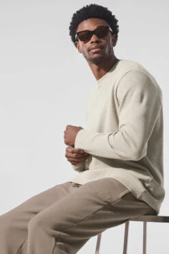 Elevate Waffle Long Sleeve Crew - Bone -ALO Clothing Shop M3265R 03040 b1 s1 a4 1 m221