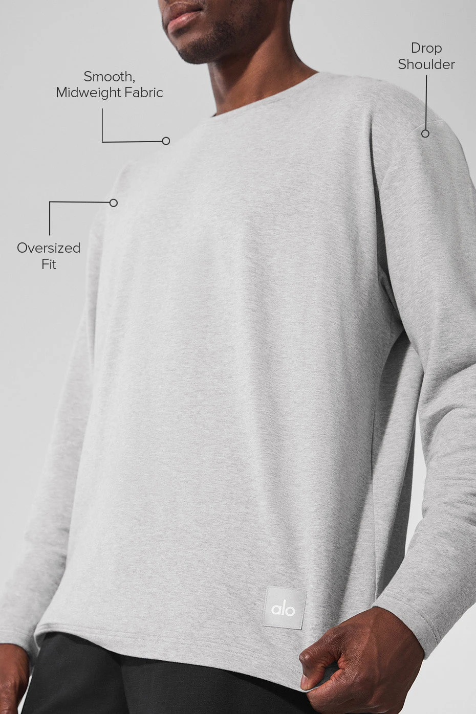 Double Take Long Sleeve Crew - Athletic Heather Grey 2 Double Take Long Sleeve Crew - Athletic Heather Grey - Image 2