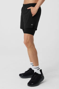 5" Revival 2-In-1 Short - Black/Black -ALO Clothing Shop M6114R 0101 b1 s3 a2 1 m108