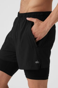 5" Revival 2-In-1 Short - Black/Black -ALO Clothing Shop M6114R 0101 b1 s3 a4 1 m108