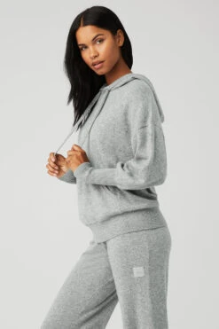 Cashmere Jet Set Hoodie - Dove Grey Heather -ALO Clothing Shop W3513R 02288 b1 s1 a2 1 m18