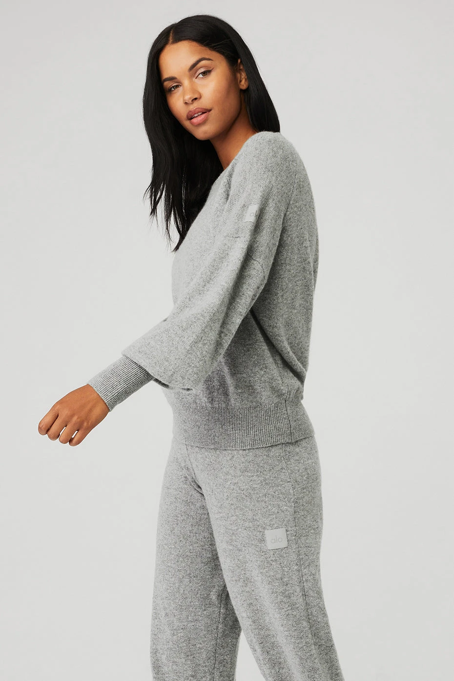 Cashmere Jet Set Crew - Dove Grey Heather 3 Cashmere Jet Set Crew - Dove Grey Heather - Image 3