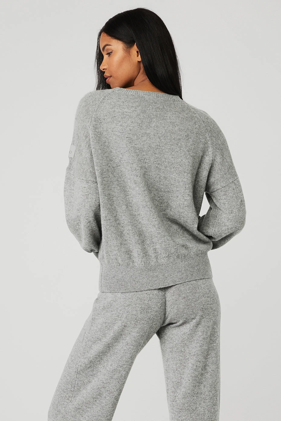 Cashmere Jet Set Crew - Dove Grey Heather 2 Cashmere Jet Set Crew - Dove Grey Heather - Image 2