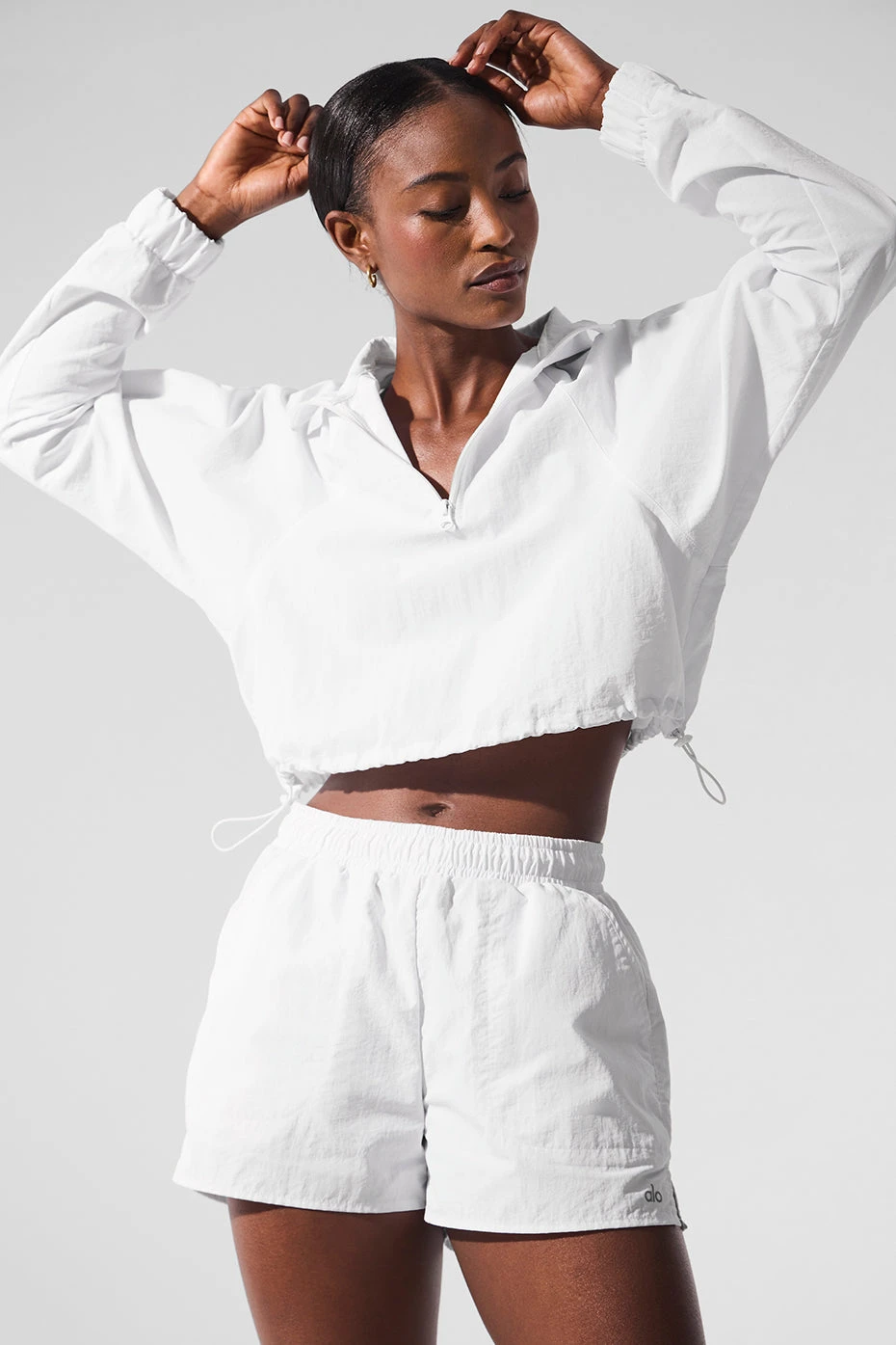 Cropped 1/4 Zip Alumni Pullover - White 1 Cropped 1/4 Zip Alumni Pullover - White