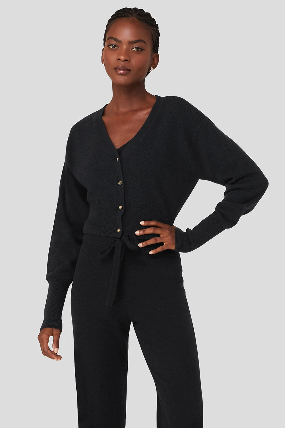Cashmere Jet Set Cardigan - Black 1 Cashmere Jet Set Cardigan - Black