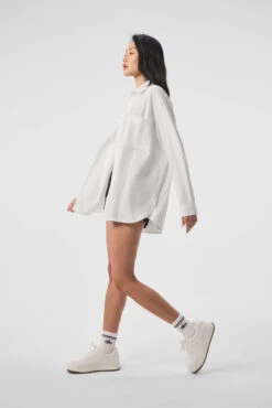 Dreamscape Button Down Long Sleeve - White -ALO Clothing Shop W3732R 00 b1 s1 a4 1 m54