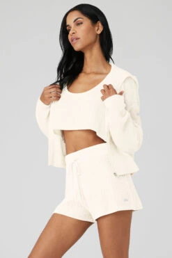 Cashmere Plush Waffle Full Zip Hoodie - Ivory 6 Cashmere Plush Waffle Full Zip Hoodie - Ivory -ALO Clothing Shop W3741R 03299 b1 s1 a3 1 m18