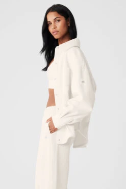 Ribbed Velour Mountain Side Shacket - Ivory -ALO Clothing Shop W4468R 03299 b1 s1 a2 1 m18