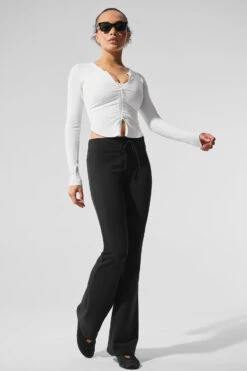 Ribbed Stardust Long Sleeve - White -ALO Clothing Shop W4488R 00 b1 s1 a5 1 m206