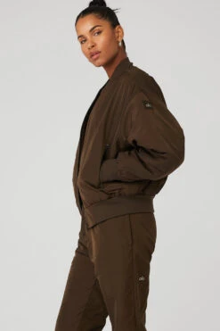 Faux Fur Urbanite Bomber - Espresso/Ivory 6 Faux Fur Urbanite Bomber - Espresso/Ivory -ALO Clothing Shop W4495R 04583 b1 s1 a2 1 m18