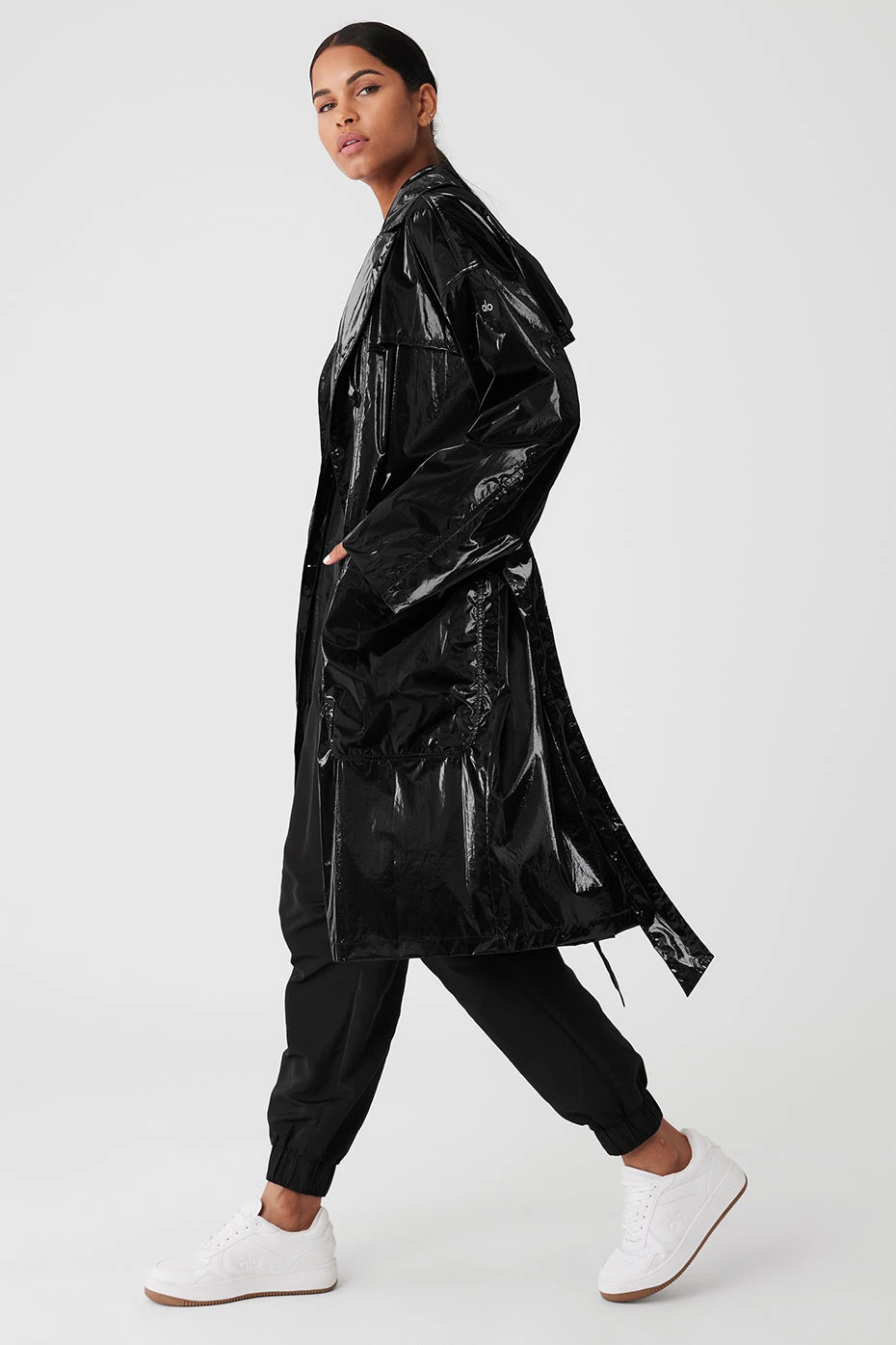 Metallic Break Line Trench - Black Metallic 4 Metallic Break Line Trench - Black Metallic - Image 4