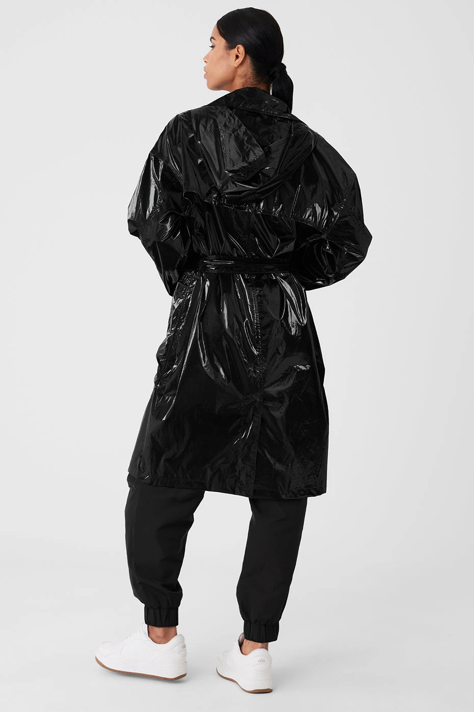 Metallic Break Line Trench - Black Metallic 3 Metallic Break Line Trench - Black Metallic - Image 3