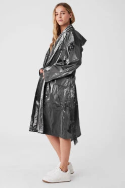 Metallic Break Line Trench - Silver Metallic -ALO Clothing Shop W4524R 05021 b1 s1 a2 1 m89