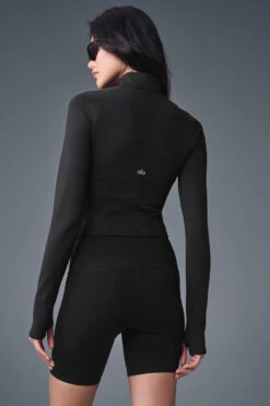 Airbrush Corset Full Zip Jacket - Black -ALO Clothing Shop W4529R 01 b1 s1 a3 1 m54