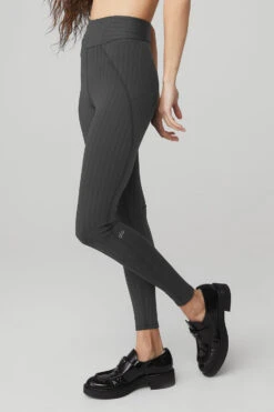 Pinstripe Jacquard Extreme High-Waist Legging - Anthracite/Black -ALO Clothing Shop W51078R 00282 b1 s1 a2 1 m90