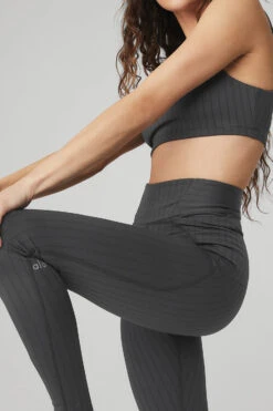 Pinstripe Jacquard Extreme High-Waist Legging - Anthracite/Black -ALO Clothing Shop W51078R 00282 b1 s1 a4 1 m90