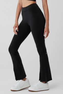 Airbrush 7/8 High Waist Flutter Legging - Black -ALO Clothing Shop W51109R 01 b1 s1 a2 1 m54