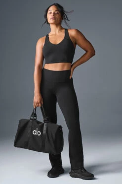 Airbrush High-Waist Bootcut Legging - Black 7 Airbrush High-Waist Bootcut Legging - Black -ALO Clothing Shop W51118R 01 b1 s1 a4 m196