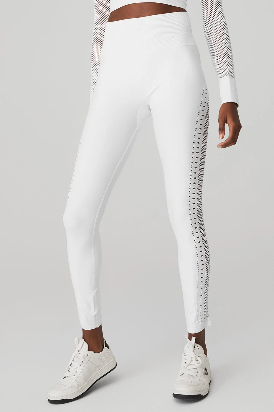 Seamless High-Waist 7/8 Open Air Legging - White 1 Seamless High-Waist 7/8 Open Air Legging - White