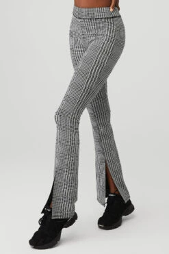 Jacquard High-Waist Glenplaid Flutter Legging - Titanium/Black -ALO Clothing Shop W51210R 03740 b1 s1 a2 1 m100